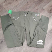 Hvy Full Seat Sticky Breeches *gc/fair, snags, discolored & rubbed seat/legs, seam puckers, faded, stains?, older, rubs, pills
