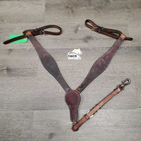 Stamped Leather Breastcollar, snap, rivets *vgc, mnr dirt, stains & scrapes
