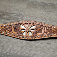 Stamped Leather Breastcollar, snap, rivets *vgc, mnr dirt, stains & scrapes