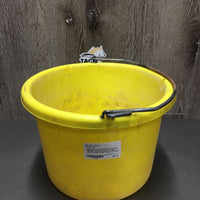 Round Plastic Bucket *gc/fair, clean, scrapes, stains, rusty handle, older