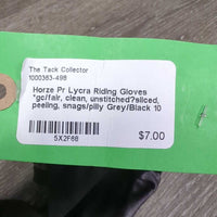 Pr Lycra Riding Gloves *gc/fair, clean, unstitched?sliced, peeling, snags/pilly
