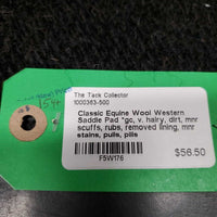 Wool Western Saddle Pad *gc, v. hairy, dirt, mnr scuffs, rubs, removed lining, mnr stains, pulls, pills