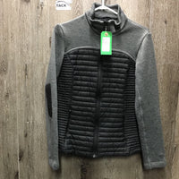 Quilt & Fleece Sweater - Jacket, Zipper *gc, rubs, v.pilly, puckers