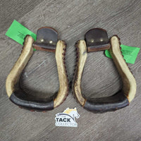 RawHide & Leather Western Stirrups *gc, dirty, rubs, stains, discolored, faded
