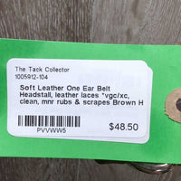 Soft Leather One Ear Belt Headstall, leather laces *vgc/xc, clean, mnr rubs & scrapes
