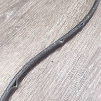 Rolled Rubber Lined Reins, buckles *gc/fair, dirty, rubber: peeling, sticky, unglued, threads & frays
