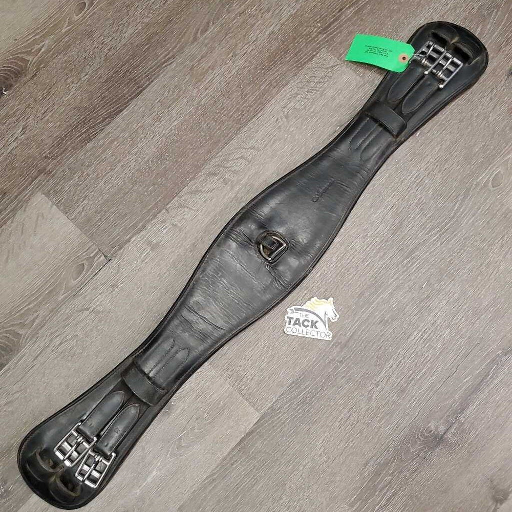 'Deluxe' Padded Leather Short Girth, els 2x, center D, velcro *gc/fair, dirty, residue, creases, dry, cracked