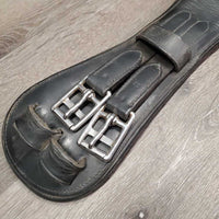 'Deluxe' Padded Leather Short Girth, els 2x, center D, velcro *gc/fair, dirty, residue, creases, dry, cracked