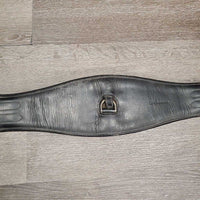 'Deluxe' Padded Leather Short Girth, els 2x, center D, velcro *gc/fair, dirty, residue, creases, dry, cracked