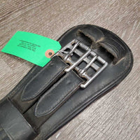 'Deluxe' Padded Leather Short Girth, els 2x, center D, velcro *gc/fair, dirty, residue, creases, dry, cracked