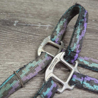 Thick Nylon Halter, adj x 2 *fair, unstitched, trimmed/frayed end, dirty, rusty, stains, older, rubs

