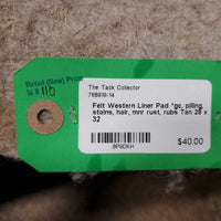 Felt Western Liner Pad *gc, pilling, stains, hair, mnr rust, rubs
