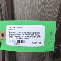 Rsd Padded Bridle, Braided Reins, Buckles *gc, dirty, rubs, residue, scrapes, stains, mnr mismatched
