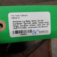 Lg Belly Girth, 2x els, Caribiner *gc/fair, older, weak snap hinge, scrapes, stains, rubs, mnr dirt, UNSTITCHED, stretched els
