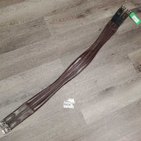 Narrow Padded Leather Girth, 1x els *gc, older, dirt, stains, residue, rubs, faded, mnr worn els edges

