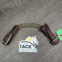 Thick Leather Western Chin - Curb Strap, Double Chain, Buckles *gc, rusty, mnr dirt, rubs & scrapes
