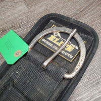 Nylon Web Cinch, Neoprene Velcro Liner, 2x D Rings *gc, older, clean, residue, stains, curled edges, faded
