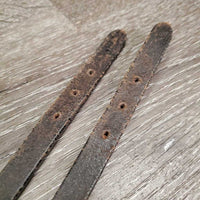 Pr Narrow Cotton Web Draw Reins, leather Buckle - loop ends *vgc/gc, clean, mnr dirt?residue
