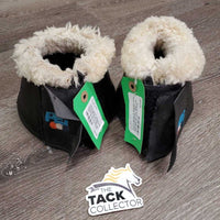 Pr Neoprene Wrap Around Bell Boots, Velcro, Sheepskin Top *fair, clean, rubs, holes, splitting velcro & lining, older?, thin top fleece
