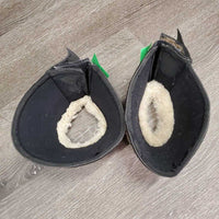 Pr Neoprene Wrap Around Bell Boots, Velcro, Sheepskin Top *fair, clean, rubs, holes, splitting velcro & lining, older?, thin top fleece

