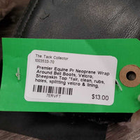 Pr Neoprene Wrap Around Bell Boots, Velcro, Sheepskin Top *fair, clean, rubs, holes, splitting velcro & lining, older?, thin top fleece
