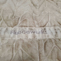 Quilt Sheepskin Half Pad, rolled edge *gc/fair, dirt, stains, dingy, puckers, cut tabs, clumpy, pills, torn edges
