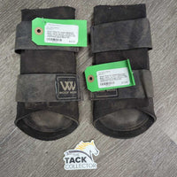 Pr Closed Neoprene Boot, velcro *gc/fair, v.dirty/filthy, faded, cracked edges threads, hair, unstitched seams
