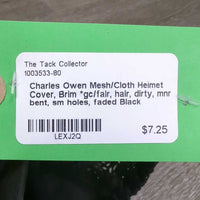 Mesh/Cloth Helmet Cover, Brim *gc/fair, hair, dirty, mnr bent, sm holes, faded
