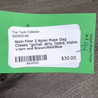 2 Nylon Rope Gag Cheeks *gc/fair, dirty, faded, stains, v.torn end
