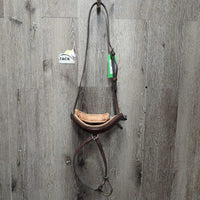 Thick Padded Leather Crank Noseband, Flash *gc, dirt, creases, stain, tight keepers, dry, stiff
