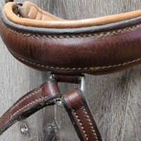Thick Padded Leather Crank Noseband, Flash *gc, dirt, creases, stain, tight keepers, dry, stiff
