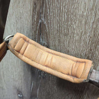 Thick Padded Leather Crank Noseband, Flash *gc, dirt, creases, stain, tight keepers, dry, stiff
