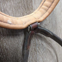 Thick Padded Leather Crank Noseband, Flash *gc, dirt, creases, stain, tight keepers, dry, stiff
