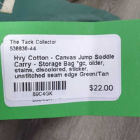 Hvy Cotton - Canvas Jump Saddle Carry - Storage Bag *gc, older, stains, discolored, sticker, unstitched seam edge
