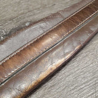 narrow Leather Girth, 1x els *fair, older, stiff, dry, torn/popped elastic, clean, faded, rubs, folded/hard edge
