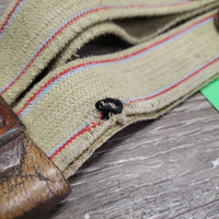 narrow Leather Girth, 1x els *fair, older, stiff, dry, torn/popped elastic, clean, faded, rubs, folded/hard edge
