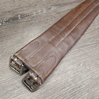narrow Leather Girth, 1x els *fair, older, stiff, dry, torn/popped elastic, clean, faded, rubs, folded/hard edge
