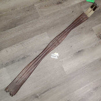 narrow Leather Girth, 1x els *fair, older, stiff, dry, torn/popped elastic, clean, faded, rubs, folded/hard edge
