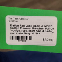 JUNIORS Cotton Euroseat Breeches, Pull On *vgc/gc, rubs, seam rubs & fading, mnr stains
