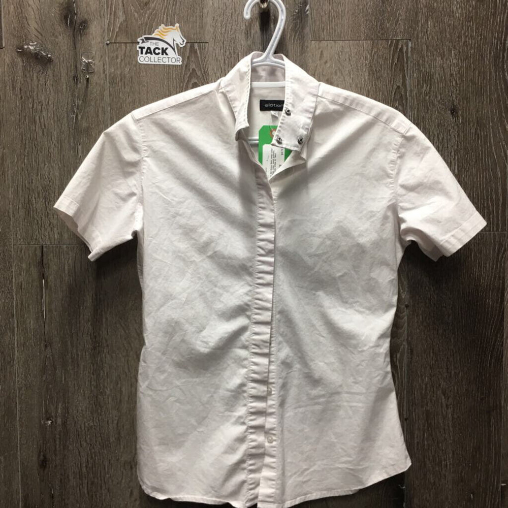 SS Show Shirt, snap collar *fair, v.dingy, older, seam puckers, loose threads