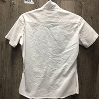 SS Show Shirt, snap collar *fair, v.dingy, older, seam puckers, loose threads