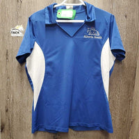 SS V Neck Polo Shirt "Alberta South" *gc, cracking logo, undone stitching, seam stain?dingy

