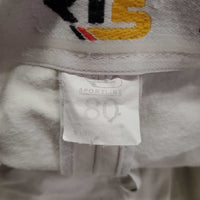 Full Seat Breeches *gc, stains, seam puckers, older, rubs, hairy velcro, dingy
