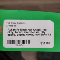 Pr Mesh Half Chaps *fair, dirty, faded, stretched els, pilly edges, peeling spots, rubs
