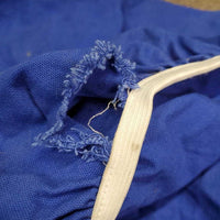 Cotton Saddle Cover *gc/fair, v.holey & unstitched edges, threads, stains, hair, clean
