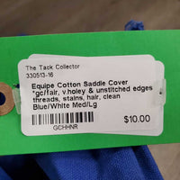 Cotton Saddle Cover *gc/fair, v.holey & unstitched edges, threads, stains, hair, clean
