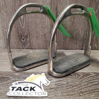 Pr Stirrup Irons, grips *gc, older, dirt, bubbled, rust, rubs, scuffs
