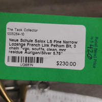 LS Fine Narrow Lozenge French Link Pelham Bit, 0 chain *vgc, scuffs, clean, mnr residue
