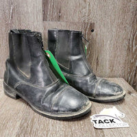 JUNIORS Paddock Boots, zips *fair, v.dirty, holey inner heels, peeled, cracks, older, frayed edges
