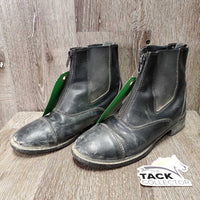 JUNIORS Paddock Boots, zips *fair, v.dirty, holey inner heels, peeled, cracks, older, frayed edges
